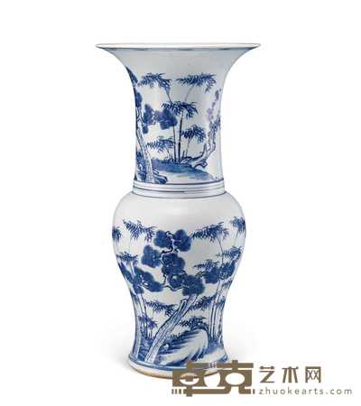 清康熙 青花松竹梅凤尾尊 高45.5cm